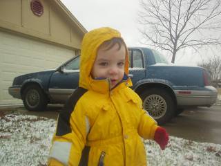 Colton playing in the snow days before Christmas